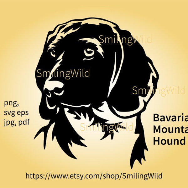 Bavarian Mountain Scent Hound svg vector graphic art portrait Bavarian Hound clipart cut file digital design cuttable cricut