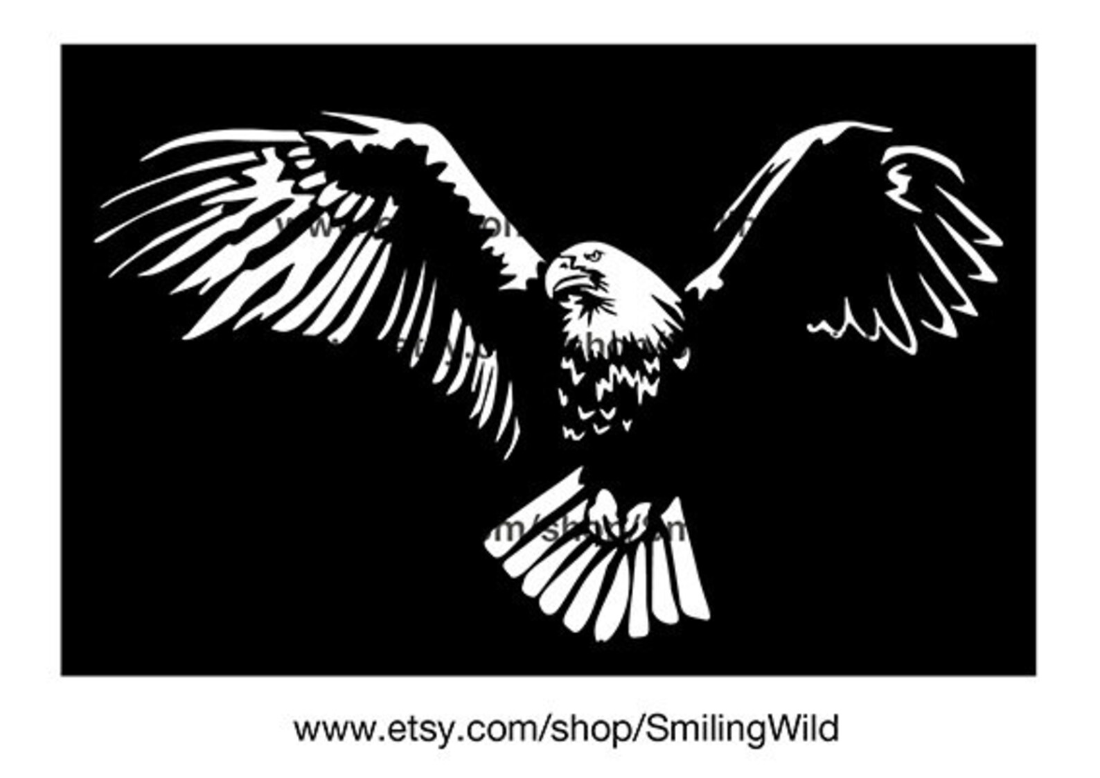 Bald eagle svg white print on balck flying bald eagle bird | Etsy