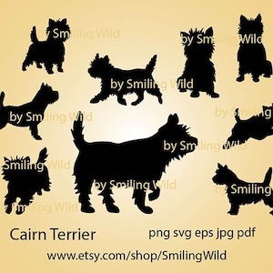 Cairn Terrier SVG & PNG silhouette clipart bundle - dog vector graphic art running jumping laser cut file cricut cuttable digital design