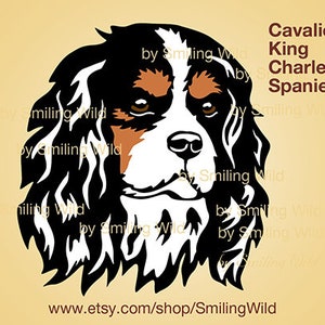 Cavalier King Charles Spaniel svg cut file portrait vector graphic art King Charles Spaniel cuttable digital design clipart