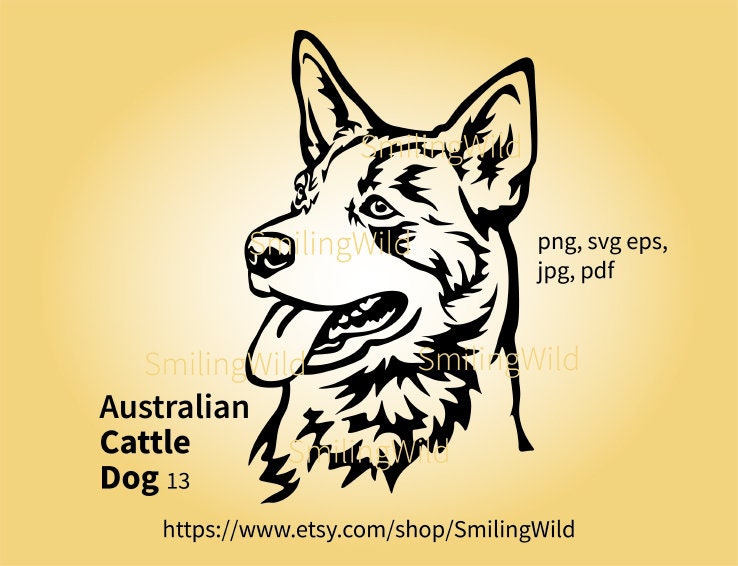 Australian Cattle dog SVG & PNG clip art - Blue Heeler cut file vector digital design - laser and cricut cuttable file - instant download