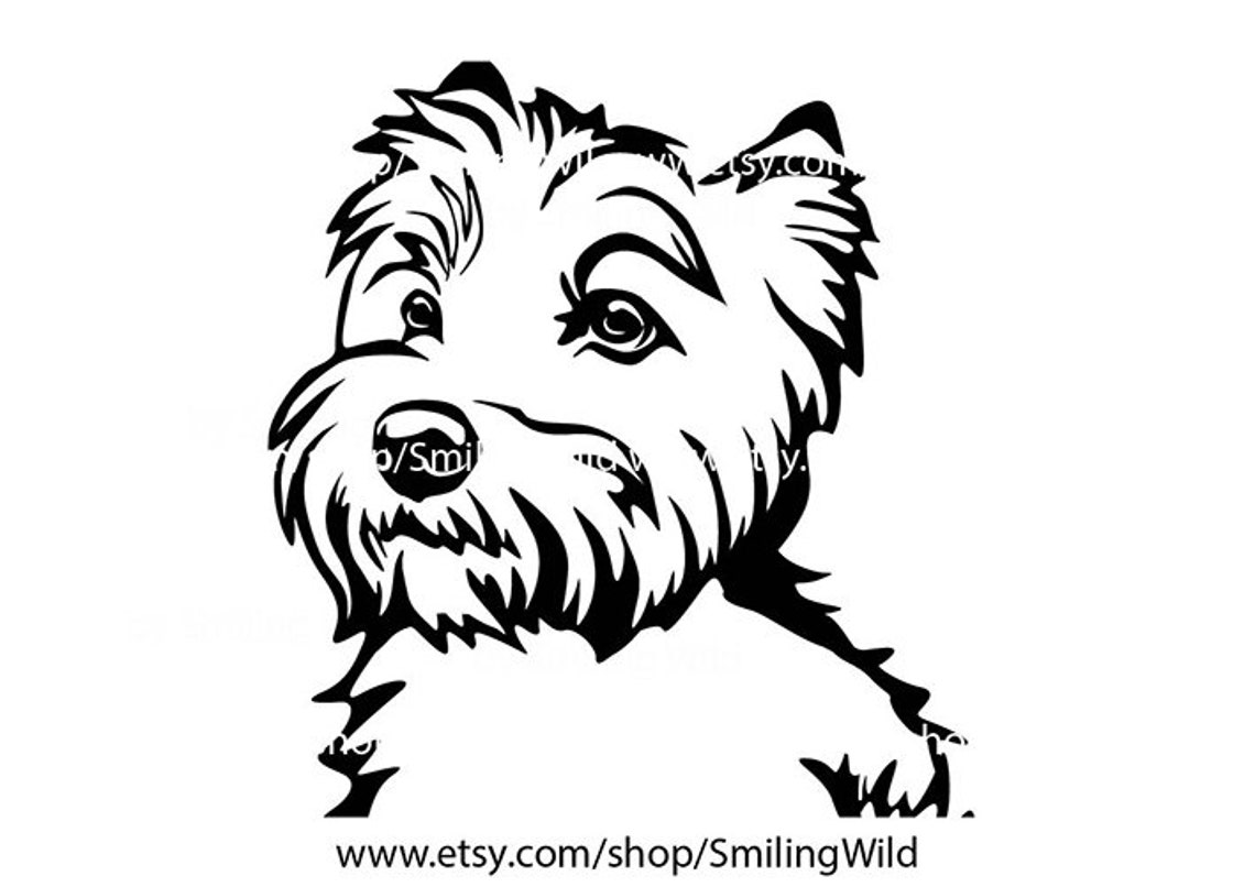 Westie svg vector art West Highland White Terrier cut file | Etsy