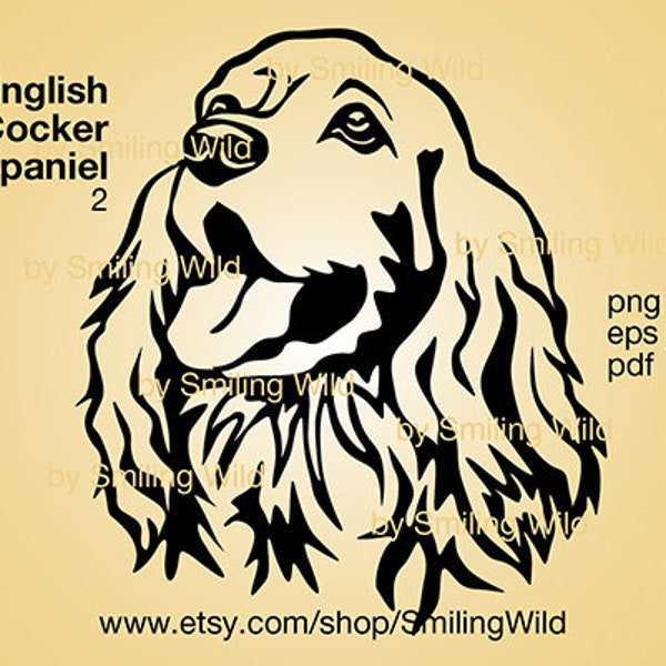 English Cocker spaniel svg dog cut file cuttable clipart vector graphic art cocker spaniel portrait head digital design cricut