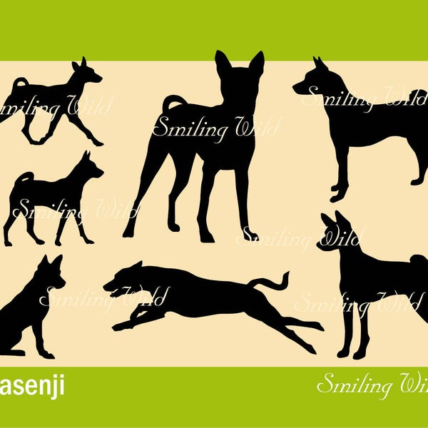 basenji svg silhouette clipart course chien vecteur graphique fichier png utilisation commerciale Téléchargement instantané imprimable basenji art oeuvre couper