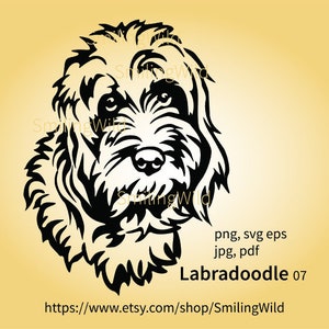 Labradoodle svg clip art perro vector arte gráfico arte Labradoodle retrato clipart corte archivo cricut cortable cabeza de perro diseño digital