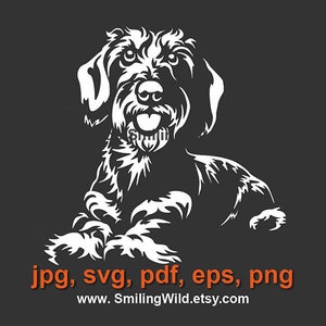 Ruwharige teckel svg vector grafische digitaal portret, liegen teckel hond Toon poot svg, Graveerbare clip art design