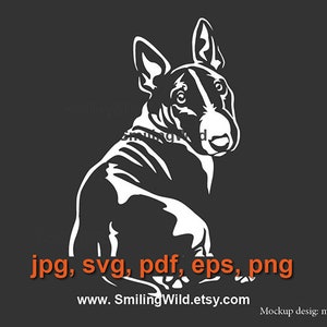 Bull Terrier hond gezicht SVG & PNG witte vector illustraties, terriër van de stier gesneden bestand cricut Graveerbare, terriër van de stier digitaal ontwerp