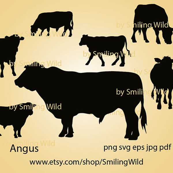 Angus cattle svg silhouette cow clipart laser cut file angus bull farm animal cut file angus cattle design cricut angus vector graphic art