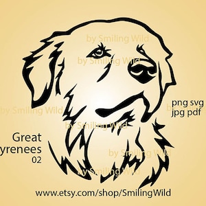 Grandes Pyrénées (02) svg clipart portrait vectoriel graphique tête de chien Grandes Pyrénées fichier de coupe découper cricut conception numérique