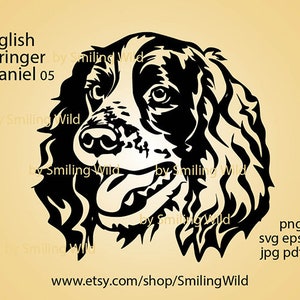 English Springer Spaniel Portrait: Vector Graphic Art (SVG, PNG)
