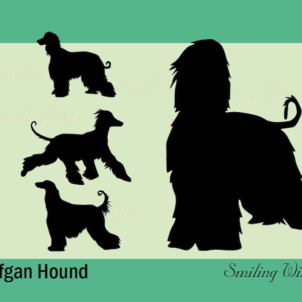 Lévrier afghan silhouette svg chien clipart vecteur graphique imprimable lévrier afghan art couper couper fichier numérique conception png eps