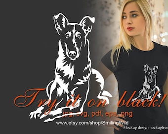 Smooth Collie SVG, Dog White Vector Art, Cuttable Design (Digital Download)