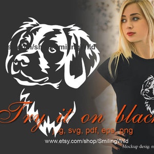 Épagneul breton svg chien visage graphique vectoriel clip art illustration, conception numérique découpe Bretagne