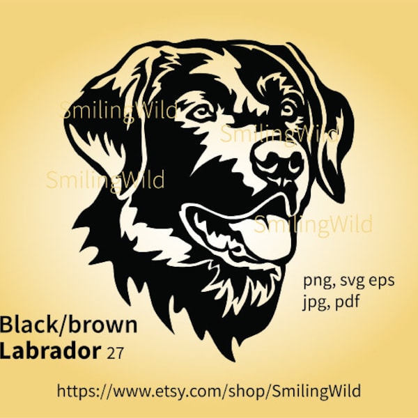 Black / brown Labrador Retriever svg lab dog vector line drawing graphic art Labrador clipart logo cut file digital design