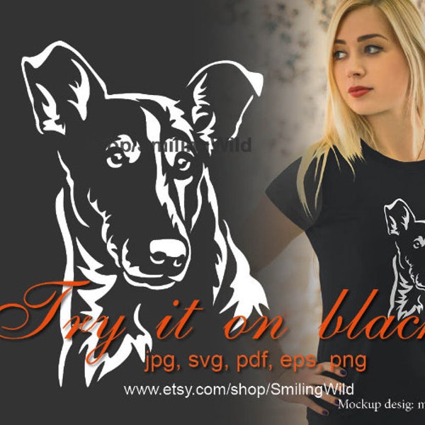 Smooth Collie svg vector portrait de chien graphique, Collie cuttable numérique clip art design