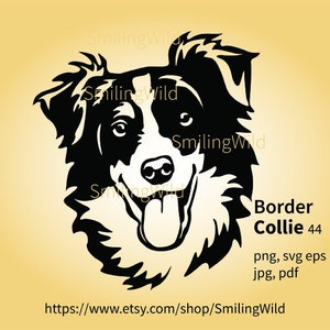 Border collie portrait dog svg clip art Border collie art vector graphic artwork cut file Border collie cuttable cutting dog design digital