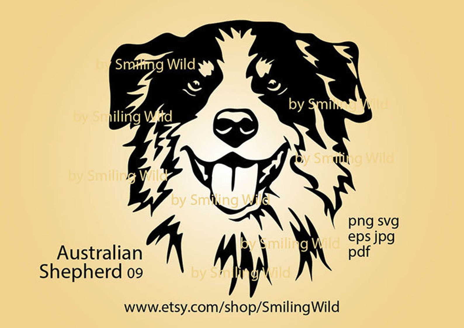 Aussie svg vector graphic art portrait Australian Shepherd | Etsy