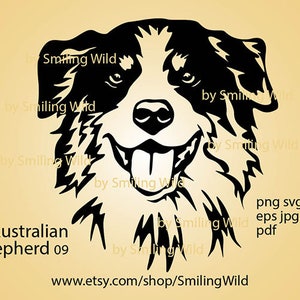 Aussie Svg Vector Graphic Art Portrait Australian Shepherd Clipart Svg ...