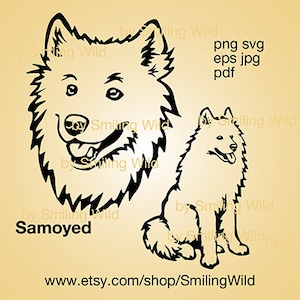 Samoyed dog svg cut file vector graphic art Samoyed dog artwork cuttable cricut digital design png eps