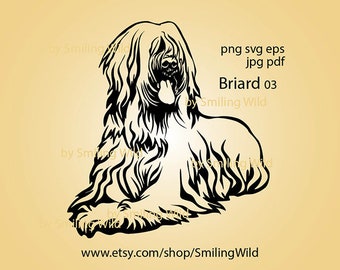 Briard svg lying dog vector graphic art Briard cut file cuttable dog art briard cricut digital design