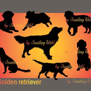 Golden retriever svg silhouette clipart dog cut file printable retriever png commercial use vector graphic art digital retriever dog image 1