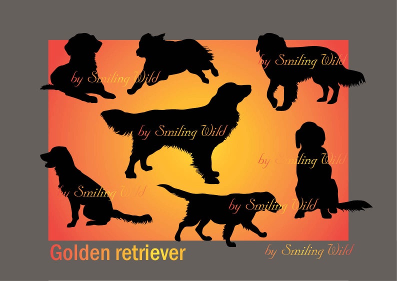 Golden retriever svg silhouette clipart dog cut file printable retriever png commercial use vector graphic art digital retriever dog image 1