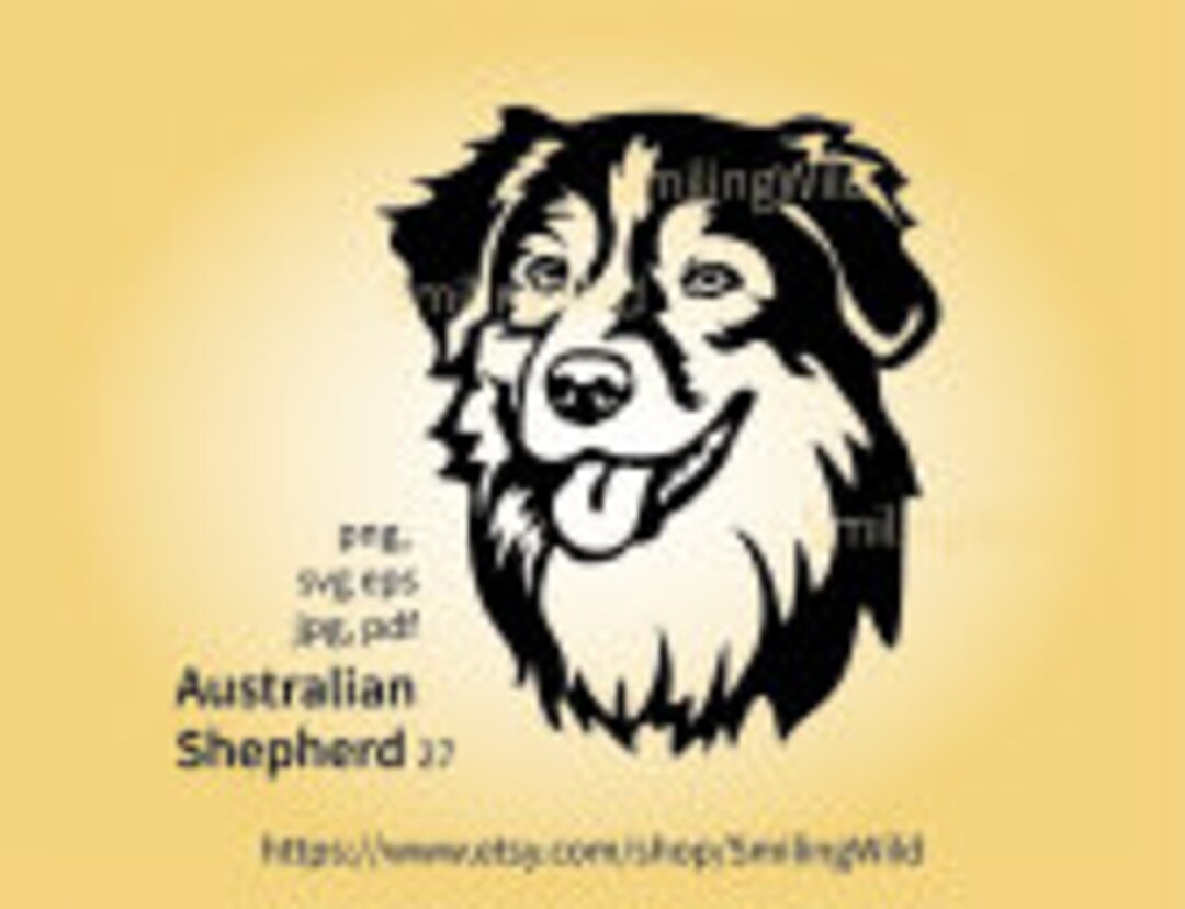 Australian Shepherd Dog Face Svg Icon Illustration, Aussie Clip Art ...