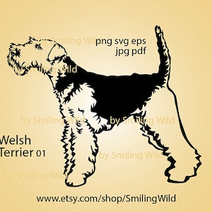 Welsh Terrier SVG: Dog Breed Vector Graphic Art (Digital Design Cut File)