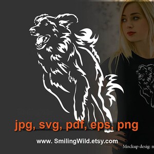 Ritratto ritagliabile di Leonberger cane svg e png grafica vettoriale, Leonberger clip art digitale design