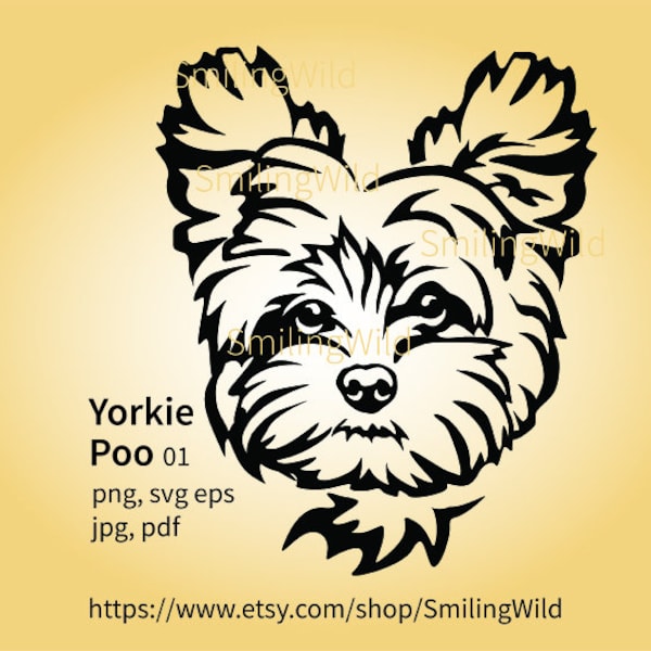 Yorkie Poo svg clip art illustration, Yorkie Poo vector graphic cuttable digital design