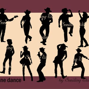 20 x Line Dancer SVG und PNG - 50 x 60 Silhouetten Line Dancer Silhouette 300 dpi - Line Dancer Schnitt - Digital Art zum Ausdrucken