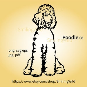 Sitting Giant Poodle svg cuttable clip art, poodle dog vector graphic digital cut file, poodle cricut design illustration
