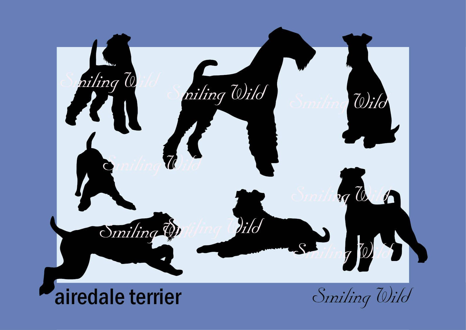 Airedale Terrier svg silhouette png clipart Airedale vector - Etsy España