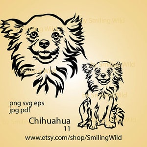 Long Haired Chihuahua /11/ svg head dog clipart vector graphic art chihuahua laser cut file portrait chihuahua face digital cricut cuttable