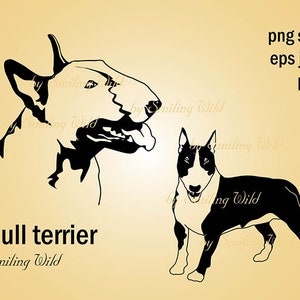 Bull Terrier svg dog design art printable silhouette Bull Terrier clipart vector graphic file png instant download commercial use