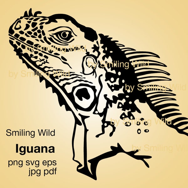 Iguana art svg clipart reptil artwork iguana vector graphic cut file cuttable portrait iguana digital design printable png
