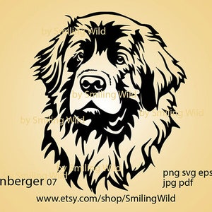 Lonberger hond svg & png hoofd portret clipart Leonberger gesneden bestand Graveerbare cricut digitaal ontwerp