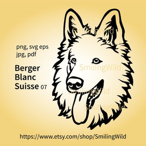 Zwitserse witte herder svg & png Berger Blanc Suisse Swiss gesneden bestand vector grafische kunst portret Zwitserse herder clipart digitaal ontwerp