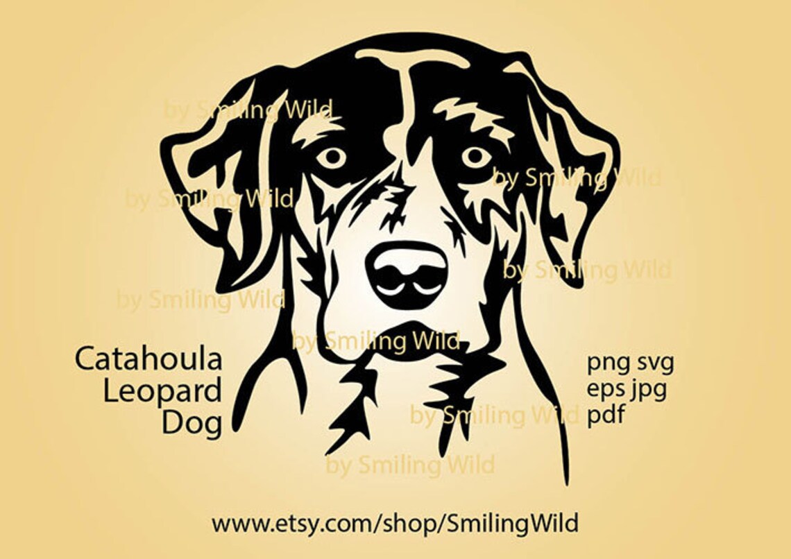 Catahoula Leopard Dog svg portrait clipart vector graphic art | Etsy