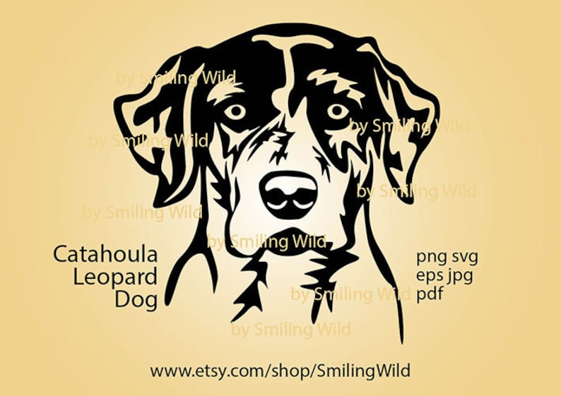 Catahoula Leopard Dog svg portrait clipart vector graphic art - Etsy España