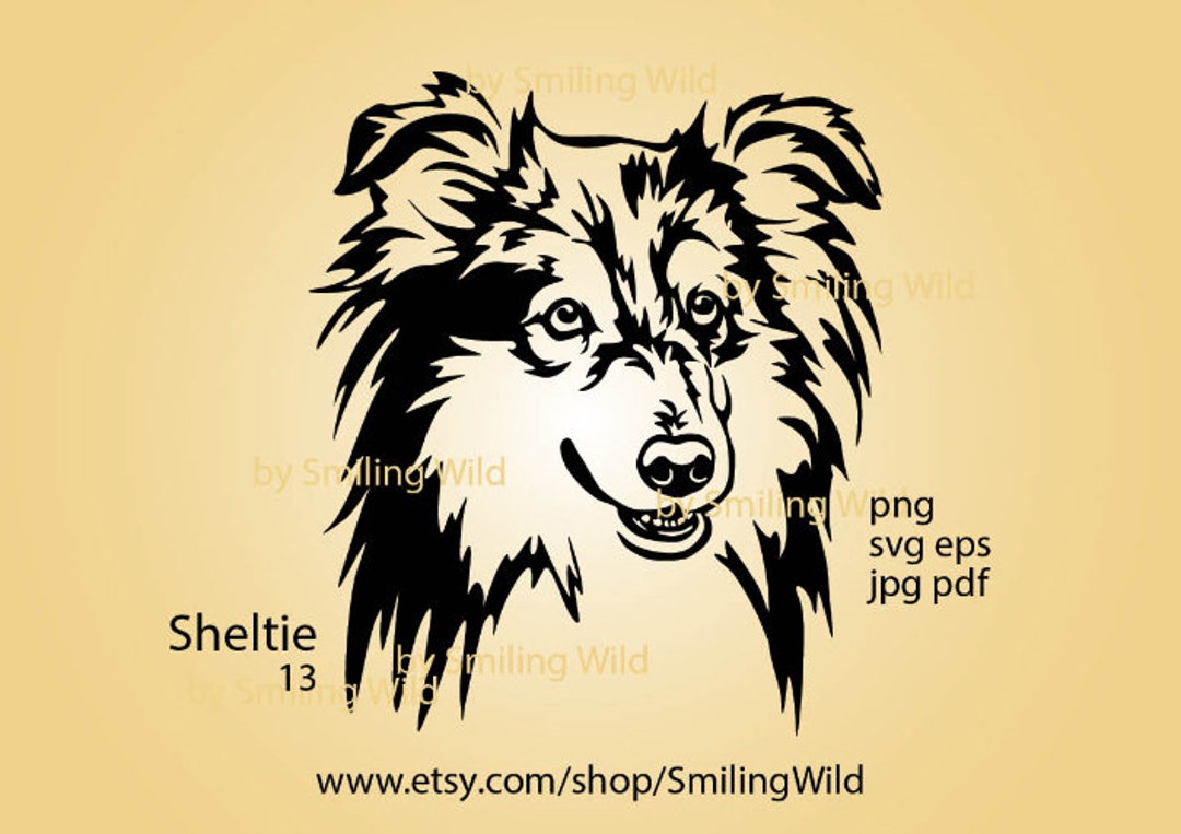 Sheltie Svg Portrait Digital Design Shetland Sheepdog Clip - Etsy