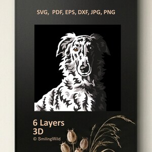 Layered Borzoi SVG – High Contrast Dog Art for Laser Cut, Cricut (Digital Download)