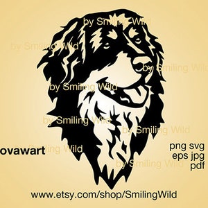 Hovawart Hund svg & png Canine Clipart | schneidbare Porträtkopf-Schnittdatei für Cricut und Silhouette | Laserschnittdesign
