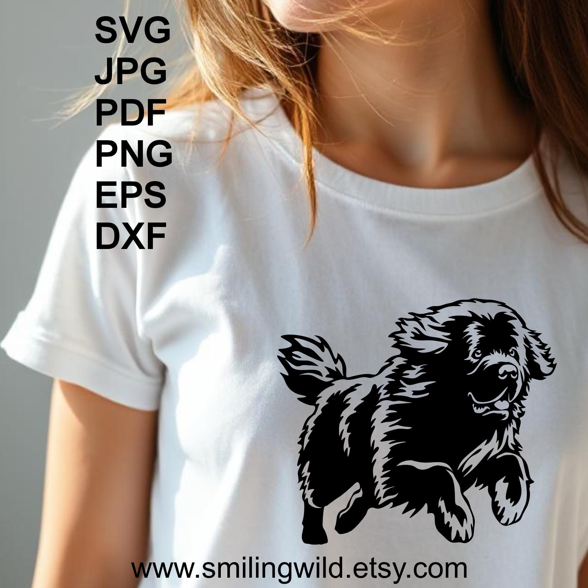 Newfoundland Clipart: Vector SVG PNG DXF for Cricut (running Dog ...