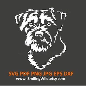 Borderterriër SVG PNG DXF hoofd clipart - realistische schattige hond witte hoektand vector voor logo kunst, grafisch, knutselen, Cricut, lasersnijden