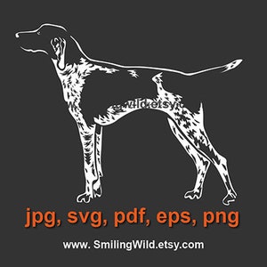 German Shorthaired Pointer svg vector graphic art Pointer Cut in White Print on Black hunting dog laser cut file cuttable design