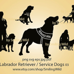 Service dog SVG & PNG labrador retriever silhouette bundle vector graphic art Assistance dog cut file cuttable cricut design clipart