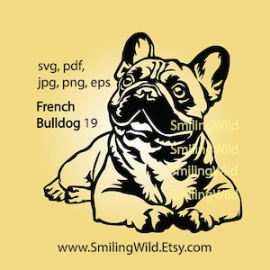 Arquivo de corte svg de Bulldog Francês cricut arte gráfica vetorial logotipo de retrato de cachorro Cabeça de Bulldog Francês cortável design digital