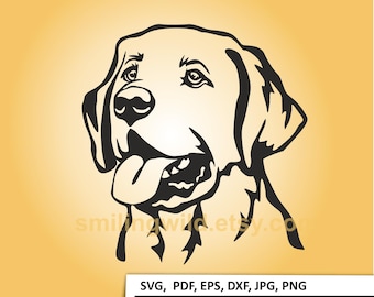 Labrador Retriever SVG Clipart, Smiling Dog Face Laser Cut File (Digital Download)