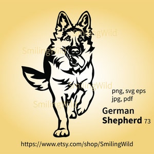 German Shepherd dog svg vector graphic clip art, German shepherd prey drive cuttable digital design